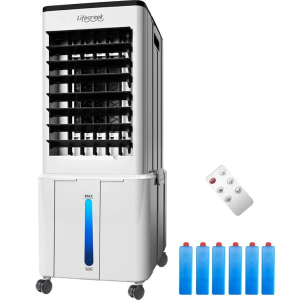 Lifecreek Portable Air Conditioner, 3-IN-1 Evaporative Air Cooler w/3.2Gal Tank, 4 Modes & 3 Speeds, 12H Timer, 6 Ice Packs, Remote Control, Windowless Swamp Cooler for Bedroom,Home,No Hose Needed