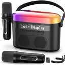 Karaoke Machine for Kids & Adults with Lyrics Display Screen Portable Bluetooth 5.3 Karaoke Speaker with High Power Dual Speakers with Timer White Noise & Night Light Home & Outdoor Party (Black)