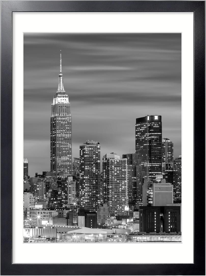 Giverny 20x28 Frame Black 1 Pack, Wood 20x28 Picture Frame, Showing 18x24 Pictures with Mat, Simple and Classic Style Suitable for Decorating Houses, Offices, Hotels