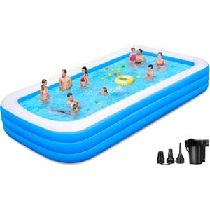 Large Inflatable Pool for Family, 165'' x 76'' x 22'' Full-Sized Blow Up Pool for Adults, Oversized Thickened Inflatable Swimming Pool for Summer Water Party Backyard Garden Lawn