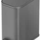 Cesun Small Bathroom Can with Lid Soft Close, Step Pedal, 5 Liter / 1.3 Gallon Stainless Steel Garbage Can with Removable Inner, Waste Basket for Bathroom, Bedroom (Gray)