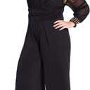 Cokar Womens Plus Size Jumpsuits Long Sleeve V-Neck Casual Style Set (Black), Size 3XL