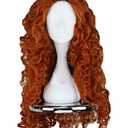 Angelaicos Women's Fluffy Wavy Party Halloween Costume Merida Wig Long Brown