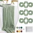 Sage Green Cheesecloth Table Runner, 6 Pack 35" Boho Gauze Runner 120 inches Long Sheer Rustic Table Runner Fabric Bulk for Baby Shower Wedding Bridal Birthday Party Table Decorations