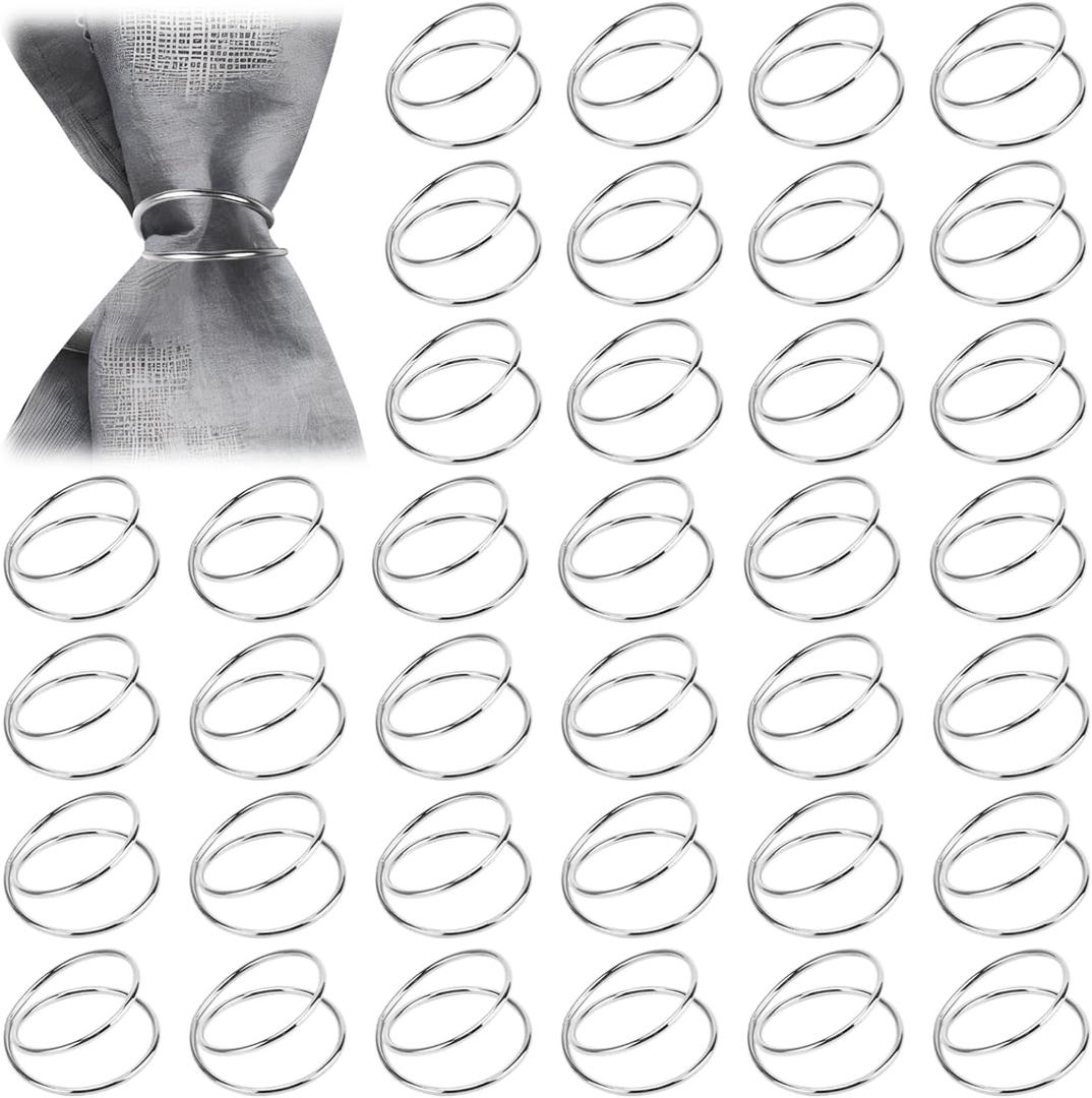 36 Pcs Silver Napkin Rings, Spiral Metal Napkin Holders, Electroplated Napkin Buckles for Dinner Table Decoration, Ideal for Weddings, Parties, Banquets, Gatherings