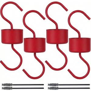 Metal Ant Moat for Hummingbird Feeders (4 Pack), Ant Guard Hook with Leak-Proof Design, Includes 4 Cleaning Brushes, Weather-Proof Red Metal Hooks for Outdoor Bird Feeding Supplies