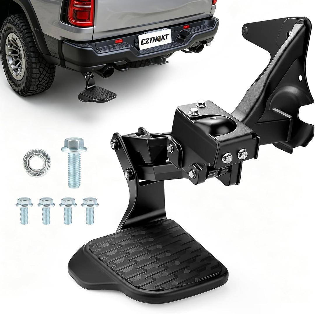 82216597AC Retractable Bumper Step for Dodge Ram 1500 2024-2026, Anti-Slip Foot-Activated Folding Rear Step, Not for RHO/TRX