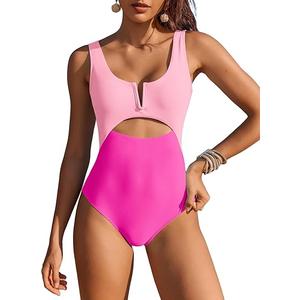 AI'MAGE Womens One Piece Swimsuits Tummy Control Bathing Suit 2025 Cutout High Waisted V Neck Monokini Swimwear Small