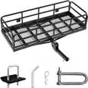 VEVOR 60x24x14 In Hitch Cargo Carrier, 500lbs Capacity Folding Trailer Hitch Mount Cargo Basket, Steel Luggage Carrier Rack Fits 2" Hitch Receiver for SUV Pickup Truck (No Bag)