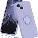 13peas Case for iPhone 14 (2022 Released), Silicone case with Ring 360rotatable Kickstand Cover Support Magnetic Car MountProtective Cover with Strap Lanyard (Lavender)