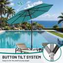 AreShark 9FT Patio Umbrella with Solar Lights, 32 Lighted Pool Umbrella w/Tilt and Crank, Outdoor Market Solar Umbrellas for Garden, Deck, Backyard, Pool and Beach, Lake Blue