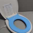 Potty Training Seat Built-in Toilet Seat, Round Toilet Seat 16.5inch with Baby Seat 2 in 1 Soft Close Quiet No Slapping, Magnetic Absorption, Easy Installation for Bottom Fixing ToiletWhite and Blue