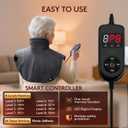 Far Infrared Heating Pad for Neck and Shoulders and Back - 6X Deeper Pain Relief, Graphene 30s Fast Heat, 8 Heat Setting, 16 Timer, Automatic Memory, Weighted Heating Pads Gift for Women&Men (Grey)