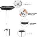 HRAYLTOP Standing Bird Feeder Bowl with 29.1 inch Iron Stand - Detachable Outdoor Decor for Garden Backyard Patio and Deck - Perfect for Attracting Birds