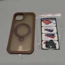 Compatible with iPhone 14 Plus Case with Magnetic Ring Stand [Compatible with Mag-Safe] [Built-in Screen Protector] Military-Grade Drop Protection Matte Translucent Phone Case, Desert Brown