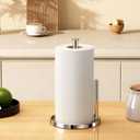 Paper Towel Holder Countertop, Standing Paper Roll Holder with Anti Slip Weighted Base, Stainless Steel Freestanding Paper Towel Holder for Kitchen, Chrome