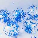 Blue Confetti Balloons, 25 Pcs Thickened 12 Inch Clear Latex Balloon with Confetti Inside for Graduation Decorations Engagement Bridal Shower Party Baby Shower Birthday Party Decoration Supplies