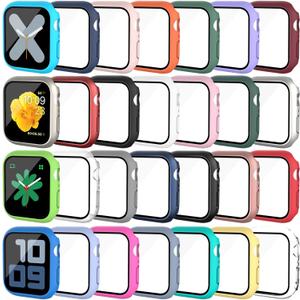 28 Pack Case for Apple Watch Series SE 2022/6/SE/5/4 44mm with Tempered Glass Screen Protector, Shockproof Hard PC Protective Cover, All-Around Bumper Compatible with iWatch 44mm