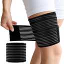 Hamstring Compression Sleeve, Adjustable Thigh Compression Sleeve, Thigh Wrap for Varicose Veins Treatment for Legs,Nylon Quad Knee Support Bandage for Men and Women(Black, 1PC)