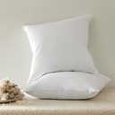 Bedding Throw Pillows Insert (Pack of 2, White) - 16 x 16 Inches Bed and Couch Pillows - Indoor Decorative Pillow