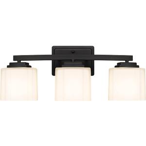 Tawson Adam Modern 3-Light Vanity Light Industrial Wall Sconce Lighting Fixture with Etched Glass Shade in Dark Bronze Black Finish for Bathroom, Hallway, Kitchen, Mirror