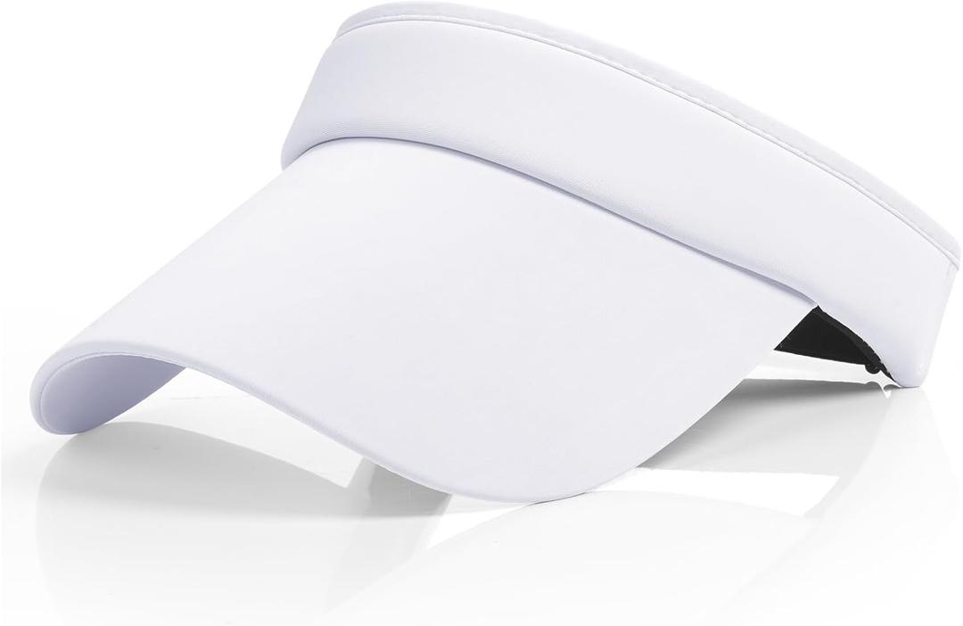2 x Sun Visor Hat Sport Wear Athletic Visor Adjustable Lightweight Wide Brim Cap Beach Hat for Women and Men Golf Tennis (White)