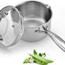 Stainless Steel Saucepan with Glass Lid, 2.0 Quart Multipurpose Sauce Pan, Sauce Pot with for Easy Pour with Ergonomic Handle (Tri-Ply Full Body)