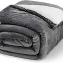Sherpa Fleece Throw Blanket - Twin Double Soft Fleece Blanket for Bed Sofa Thick and Warm Fluffy Blanket Reversible Microfiber Solid Throw for Bedroom Coach, Dark Gray, 150 x 200CM