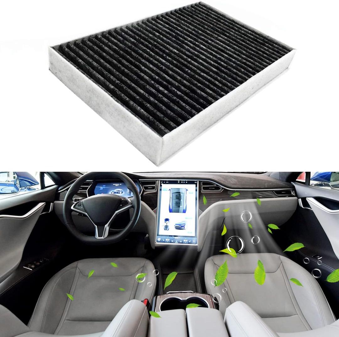 for Tesla Model S Cabin Air Filter with Activated Carbon Fit 2016+ Model S Fit 21072736-00-A 1072736-00-B (2016+ Activated Carbon)