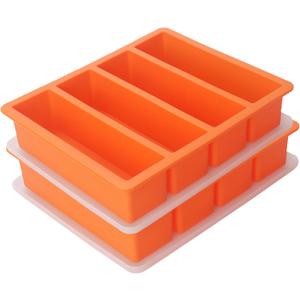 Silicone Ice Cube Molds Widely Use 2 Packs,Ice Cube Tray for Whiskey, Butter Mold,Freezer Molds for Soups and Sauces (Orange)