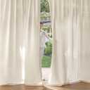MIULEE Non-See-Through Privacy Linen Curtains 2 Panels, Light Filtering Window Curtains Farmhouse Textured Back Tab Semi Sheer Drapes for Bedroom Living Room, 52 x 90 Inches Long, Cream Ivory
