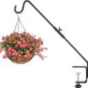 BOLITE Heavy Duty Deck Hook, 20 Inch Bird Feeder Hanger for Hummingbird Feeders, Planters, Lanterns, Wind Chimes, 360 Rotatable Arm, Black, Birthday Gifts for Women Men, Gifts for Mom Dad