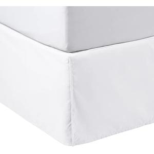 Amazon Basics Lightweight Pleated Bed Skirt, Twin, Bright White, Solid