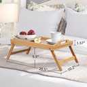 Bed Tray Table Folding Legs with Handles Breakfast Tray for Sofa Eating,Drawing,Platters Bamboo Serving Lap Desk Snack Tray (Beige)