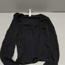 SUUKSESS Women Sweetheart V Neck Long Sleeve Tops Lace Trim Ribbed Modal Fall Going Out Shirts (Large, Black)