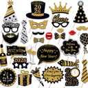 30Pcs New Year's Eve Photo Booth Props with Stick, 2026 NYE Theme Selfie Props, NY Party Supplies, Photography Backdrop Decorations Kit