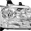APSVE Headlights Assembly w/Bulbs & Wiring Harness compatible with 2007-2014 Chevy Tahoe Suburban/ 2007-2013 Chevy Avalanche, Chrome Housing Clear