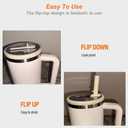 2-Pack Leak Proof Lid Replacement 40 oz, Only Fit for Stanley Quencher H2.0 Tumbler, Reusable Flip Straw Lid Top Cover for Stanley 40oz Cup Accessories, Replacement of Leaking Original Lids, Cream