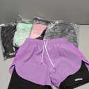 2 in 1 Double Layer Running Shorts for Women High Waisted Gym Yoga Short Pants Color Block Athletic Workout Clothes 5 0Pack, Size S