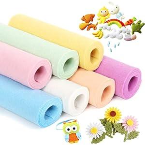 ZAIONE Felt Fabric Sheets Bundle: Stiff 7 Rolls 8x35 Inch Assorted Color Non-Woven Acrylic Craft Fabric for DIY Craftwork Sewing Patchwork 