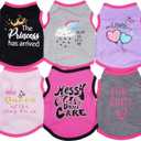 hoyuwak 6 Pieces Girl Dog Shirts Pet T Shirts Funny Dog Summer Printed Clothes Pet Shirts Breathable Puppy Sleeveless Outfit (Medium)