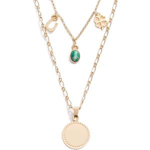 Alex and Ani A21ENLYRDSG,Luck & Prosperity 18-21'' Layered Necklace,Shiny Gold,Green,Necklace