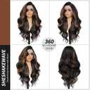 13x6 HD Lace Front Wigs Pre Plucked Skunk Stripe Brown with Black Wigs For Women Body Wave Wigs 28 Inch Ready Wear 100% Futura Premium Wig Beginner Friendly Daily Party Use