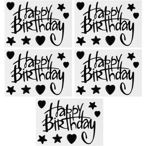 Gatuida 5pcs Birthday Bobo Balloon Decorations, Happy Birthday Stickers Balloon Stickers for DIY Birthday Party,Black