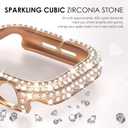 6 x Surace Bling Bumper Case Compatible with Apple Watch Series 11 Series 10 42mm Case, Crystal Diamond Rhinestone Protective Face Cover for iWatch 10/11 42mm, Rose Gold