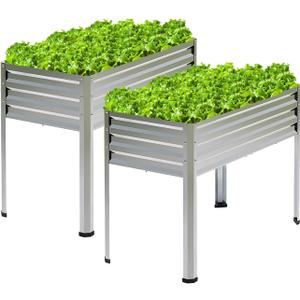 Mofesun Galvanized Raised Garden Bed with Legs, 2PCS 48x18x31.5 Inch Elevated Metal Planter Box, 300lbs Capacity for Vegetables, Flowers, Herbs. Suitable for Garden, Balcony, Patio, Backyard.