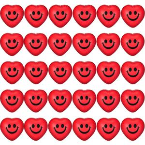 Blulu 30 Pieces Heart Stress Relief Balls, Smile Funny Face Mini Foam Balls for School Carnival Reward, Valentine Party Gift Bag Fillers(Red)