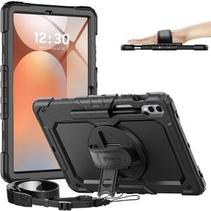 Timecity Case for Samsung Galaxy Tab S10 Plus/ S9 FE Plus/ S9 Plus 5G Tablet 12.4'' Case - Heavy Duty Protective Cover with Screen Protector, Stand, Shoulder Strap & S Pen Holder, Kids-Friendly, Black