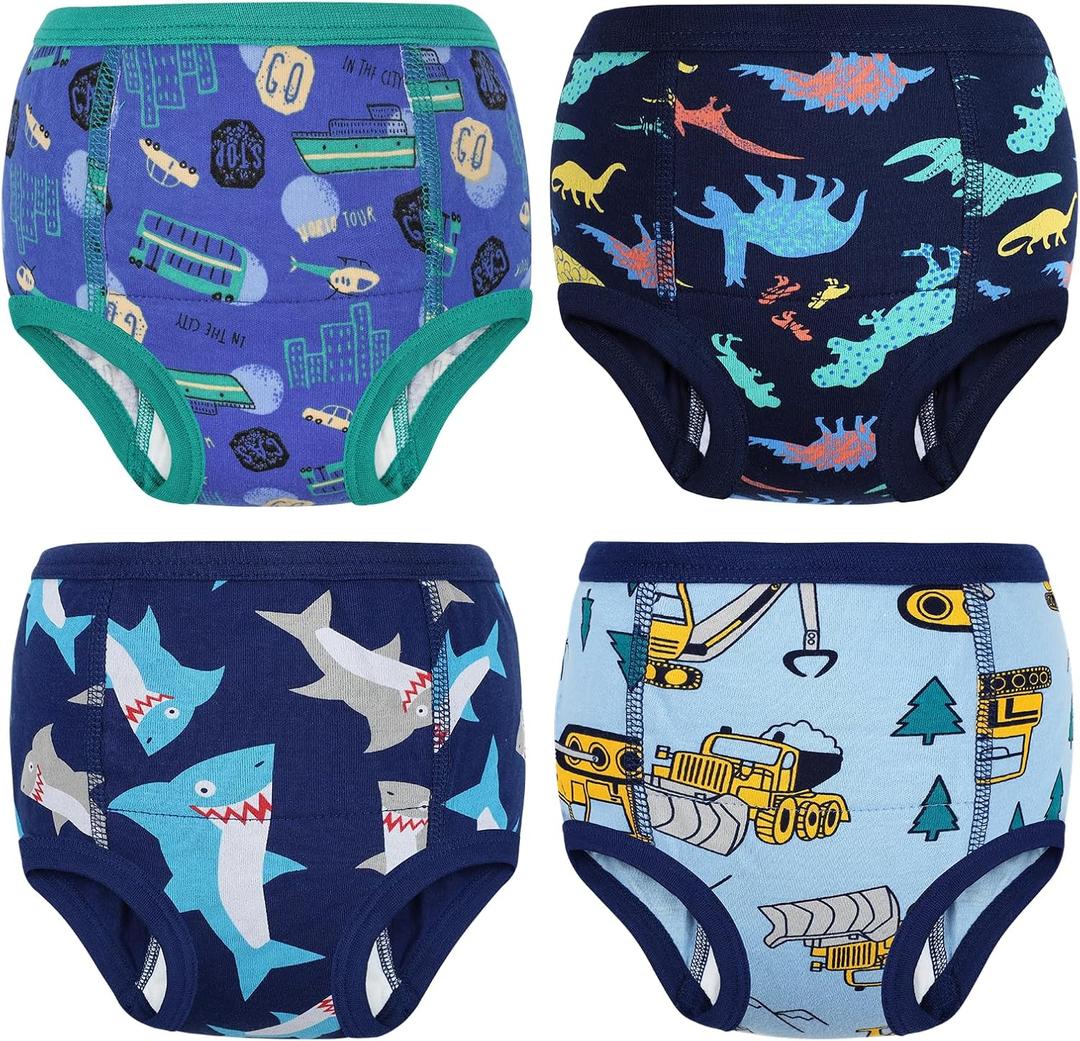 MooMoo Baby Cotton Potty Training Underwear 4 Packs Absorbent Training Pants for Boys and Girls, 2T
