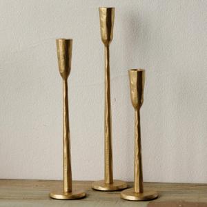 Gold Iron Taper Candle Holder Set of 3, Heavy Wrought Iron Candlestick Holders Decorative Candle Stand, Vintage Candle Holder for Wedding, Dining, Home Decoration